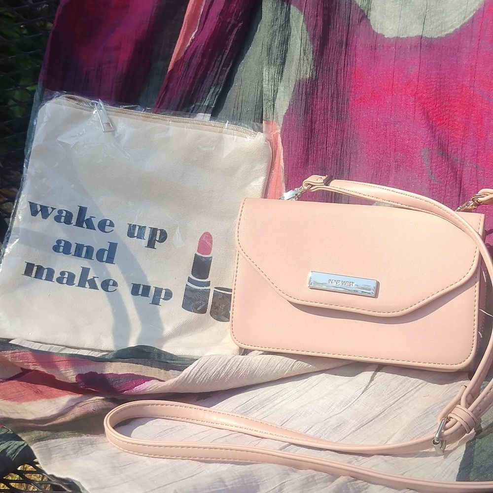 Nine West Blush Pink, Shoulder Bag With Compartments For Credit Cards